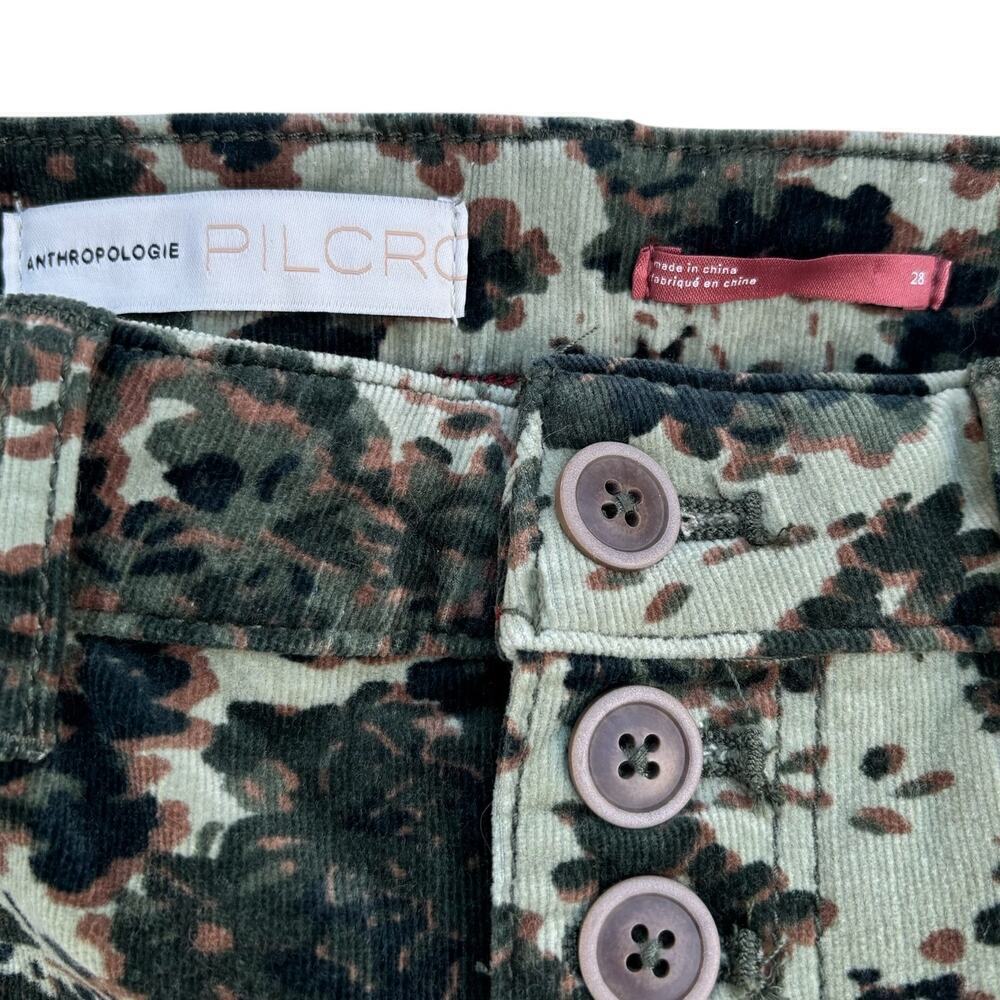NWT Anthropologie Pilcro High Rise Camo Floral Corduroy Skinny Leg Pant Size 28 - Picture 4 of 8